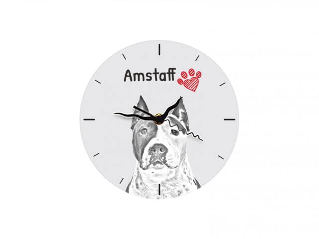 American Staffordshire Terrier, Free Standing Mdf Floor Clock With An Image Of A Dog - image 1