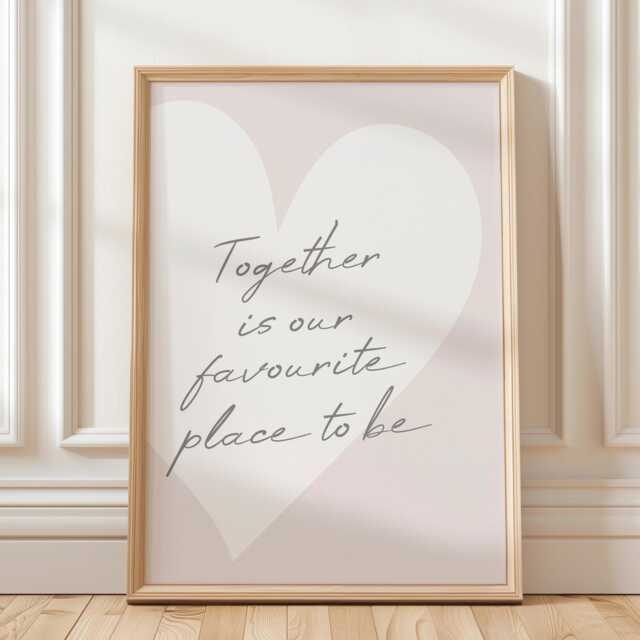 Together Is Our Favourite Place To Be Art Print, Couples Bedroom Wall Decor - image 1