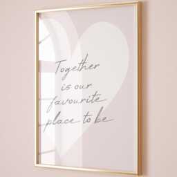 Together Is Our Favourite Place To Be Art Print, Couples Bedroom Wall Decor - thumbnail 2