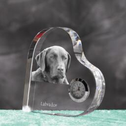 Labrador Retriever - Crystal Clock in The Shape Of A Heart With Image Pure-Bred Dog - thumbnail 2