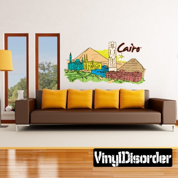 Famous City Cairo Wall Decal - Fabric Vinyl Removable & Reusable Famouscityuscolor019Et