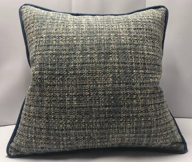 Blue & Beige Chenille With Welt Custom Pillow - image 1