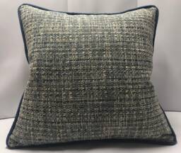 Blue & Beige Chenille With Welt Custom Pillow - thumbnail 1