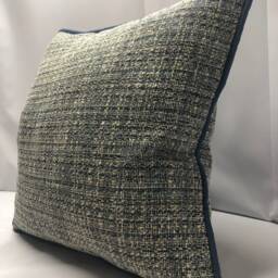 Blue & Beige Chenille With Welt Custom Pillow - thumbnail 3