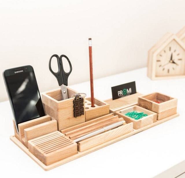 Wooden Desk Organizer Desk Organization 3 Colors Office - image 1
