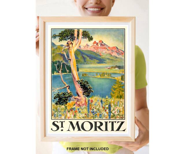 Reprint Of The Vintage Travel Poster To St. Moritz - image 1