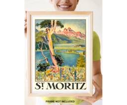 Reprint Of The Vintage Travel Poster To St. Moritz - thumbnail 1