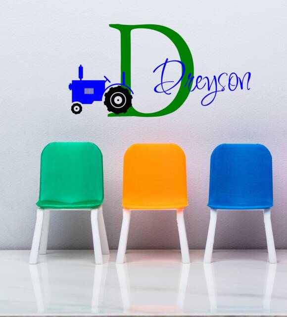 Tractor Wall Decal, Personalized Farmer Name Sign, Nursery Art, Farm Decor, Birthday Decoration, Custom Door Sign - image 1