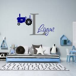 Tractor Wall Decal, Personalized Farmer Name Sign, Nursery Art, Farm Decor, Birthday Decoration, Custom Door Sign - thumbnail 2