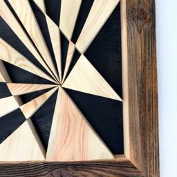 Wall Art, Centerpiece, Geometric, Wood Wall Decor, Reclaimed Home Framed Wood Mosaic Sculpture - thumbnail 2