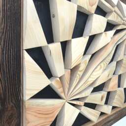 Wall Art, Centerpiece, Geometric, Wood Wall Decor, Reclaimed Home Framed Wood Mosaic Sculpture - thumbnail 4
