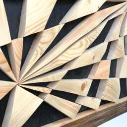 Wall Art, Centerpiece, Geometric, Wood Wall Decor, Reclaimed Home Framed Wood Mosaic Sculpture - thumbnail 3