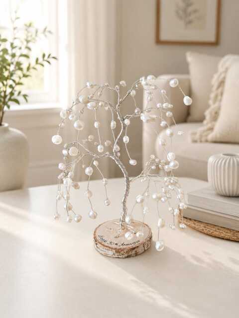 Personalised 30Th Wedding Gift For Couples, Pearl Anniversary Present, Freshwater Tree - image 1