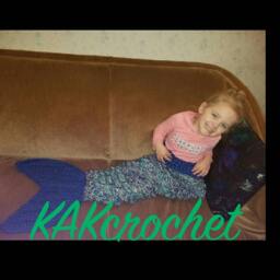 Crocheted Mermaid Tail Blanket Variegated Acrylic, Adult & Kid Sizes - thumbnail 2