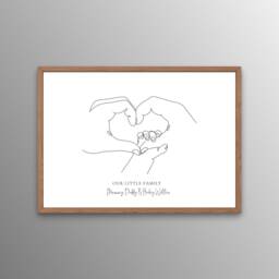 New Baby Gift, Family Print, Line Drawn Print, Personalised New Christening Hand, Hands - thumbnail 3