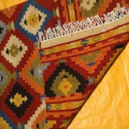 Handmade Wool Jute Navajo Runner Geometric Kilim Multicolor Rectangle Boho Large Area Bohemian Farmhouse Stairway Indoor Rug Runner - thumbnail 4