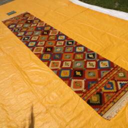 Handmade Wool Jute Navajo Runner Geometric Kilim Multicolor Rectangle Boho Large Area Bohemian Farmhouse Stairway Indoor Rug Runner - thumbnail 1