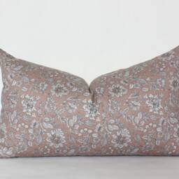 Mauve Lumbar Pillow, Blush Pillow Cover, Dusty Rose Floral Pink - - thumbnail 2