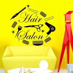 Wall Decals Vinyl Sticker Hairdressing Hair Comb Scissors Decal Beauty Spa Salon Decor Interior Home Art Fashion Bedroom Design - Ma107 - thumbnail 1