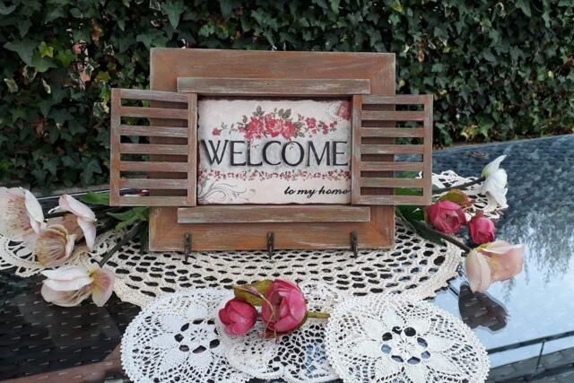 Rustic Wooden Window Key Holder With Photo Frame, Wall Decor - image 1