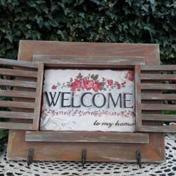 Rustic Wooden Window Key Holder With Photo Frame, Wall Decor - thumbnail 4
