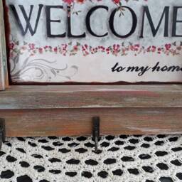 Rustic Wooden Window Key Holder With Photo Frame, Wall Decor - thumbnail 3