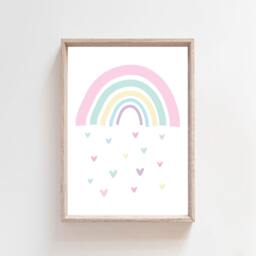 Set Of 3 Girls Nursery Prints, Rainbow Wall Art, Bedroom Decor, Personalised, Art, , Playroom Pastel - thumbnail 2