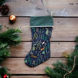 Rifle Paper Co Camont Menagerie Silhouette - Navy Fabric Christmas Stocking - thumbnail 1