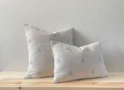 Sailboats - Blue Nautical Sailboat Print Linen Modern Farmhouse Cushion Covers - thumbnail 1