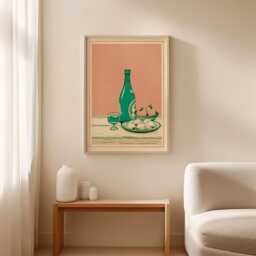 Soju Bottle Poster, Korean Food Print, Minimal Kitchen Wall Art - thumbnail 3