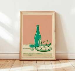 Soju Bottle Poster, Korean Food Print, Minimal Kitchen Wall Art - thumbnail 1