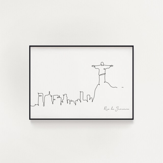 Rio De Janeiro Skyline Print, Line, Poster, Minimalist Wall Art, City Skyscraper Fine Art Nordic Home Decor, Landmark - image 1
