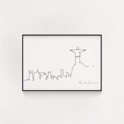 Rio De Janeiro Skyline Print, Line, Poster, Minimalist Wall Art, City Skyscraper Fine Art Nordic Home Decor, Landmark - thumbnail 1