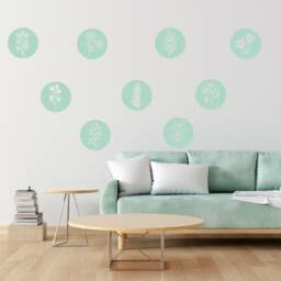 9 Or 27 Botanical Polka Dots, Vinyl Wall Art, Decal, Sticker, Removable, Decoration, Decor, Botanical, Plant, Leaf, Leaves, Peel & Stick - thumbnail 2