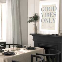 Good Vibes Only Ampersand Poster, Beige Quote Print, Retro Typography Minimalist Home Decor, Modern Wall Art, Office, Lounge, A2 A1 - thumbnail 3