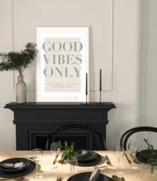 Good Vibes Only Ampersand Poster, Beige Quote Print, Retro Typography Minimalist Home Decor, Modern Wall Art, Office, Lounge, A2 A1 - thumbnail 1