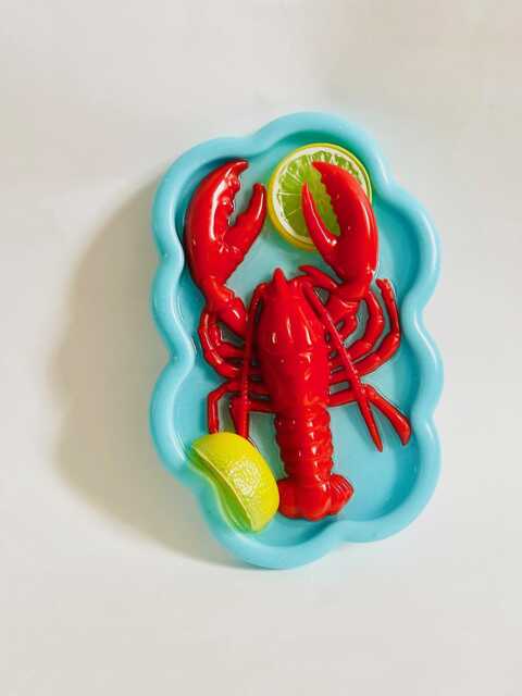 Lobster Dinner Wall Hanging/Dopamine Decor/ Maximalist Fake Food/ Food Pop Art/ Sculpture/ Funky Decor/Kitchen Decor - image 1
