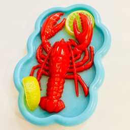 Lobster Dinner Wall Hanging/Dopamine Decor/ Maximalist Fake Food/ Food Pop Art/ Sculpture/ Funky Decor/Kitchen Decor - thumbnail 2