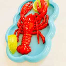 Lobster Dinner Wall Hanging/Dopamine Decor/ Maximalist Fake Food/ Food Pop Art/ Sculpture/ Funky Decor/Kitchen Decor - thumbnail 3