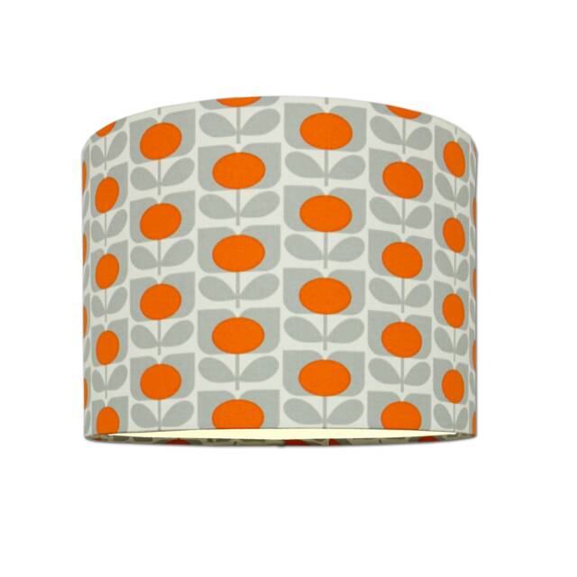 Lampshades in Orange & Grey Fabric Handmade Various Sizes Free Delivery - image 1
