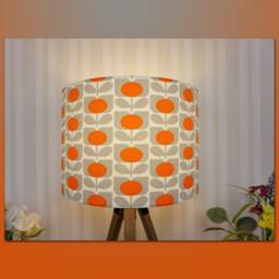 Lampshades in Orange & Grey Fabric Handmade Various Sizes Free Delivery - thumbnail 4