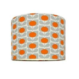 Lampshades in Orange & Grey Fabric Handmade Various Sizes Free Delivery - thumbnail 1