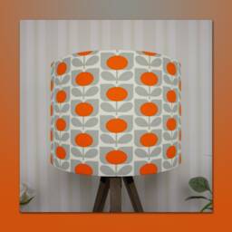 Lampshades in Orange & Grey Fabric Handmade Various Sizes Free Delivery - thumbnail 2