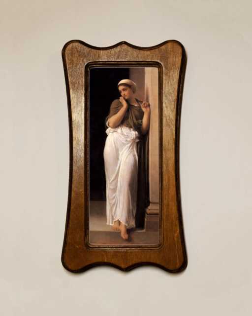 Light Oak Wooden Framed Picture, Art Nouveau Style, Frederic Leighton, Electra At The Tomb Of Agamemnon, Print, Wall Hanging Home Decor - image 1