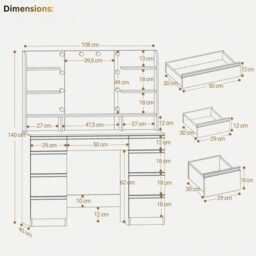 Dressing Table With Led Mirror White Vanity Desk Drawers & Storage - thumbnail 4