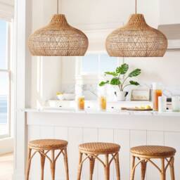 Handmade Rattan Pendant Light Coastal Luxe, Modern Farmhouse Lampshade