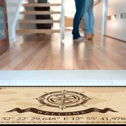 Doormat With Your Address Coordinates & Compass Non-Slip - Washable High-Quality Outdoor Area Dirt Trap Mat Door - thumbnail 2