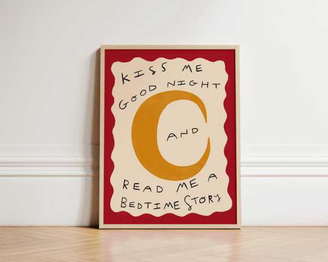 Bedtime Story Print, Good Night Nursery Illustration Wall Art, Eclectic Nursery, Kids Room, Play Unframed - image 1