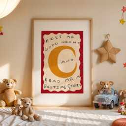 Bedtime Story Print, Good Night Nursery Illustration Wall Art, Eclectic Nursery, Kids Room, Play Unframed - thumbnail 2