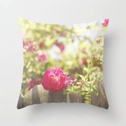 Flower Pillow Case - Vintage Cover Rose 16x16 18x18 20x20 - thumbnail 1